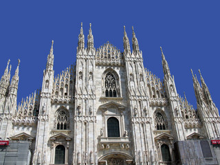 Fototapeta na wymiar Milan Cathedral under reconstruction in 2008. Milan, Italy.