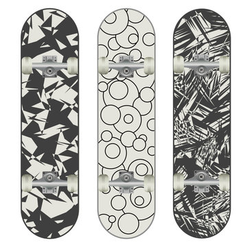 Three vector skateboard abstract designs