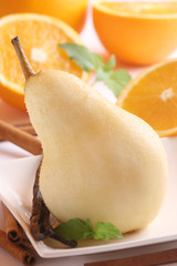 Poached Pear with Oranges