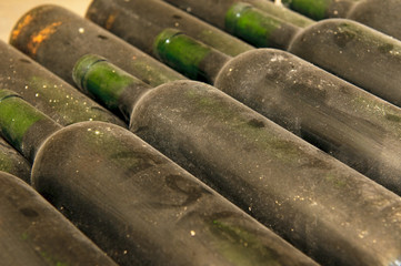 bottles in wine cellar