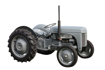 A Traditional Vintage Grey Agricultural Farming Tractor.