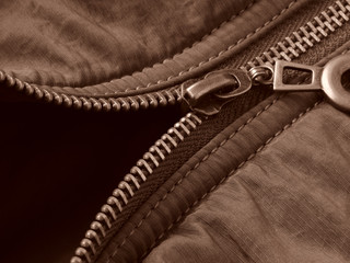 sepia toned zipper fragment