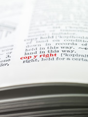 The word 'copyright' highlighted in a dictionary