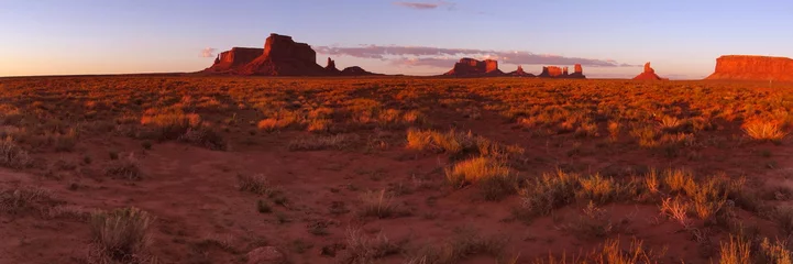 Wall murals Rood violet Colored Monument Valley during sunset