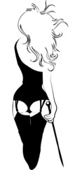 Beautiful tattoo woman in lingerie, silhouette logo, icon
