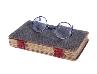 Glasses on Book, studio isolated photo