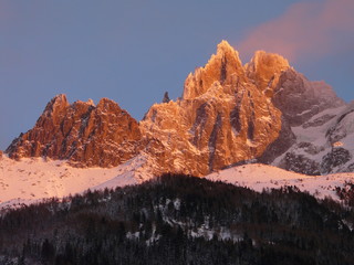 Pics au soleil couchant