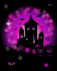 Fototapeta na wymiar Halloween night holiday, house on hill