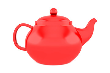 red teapot isolated on white background with clipping path