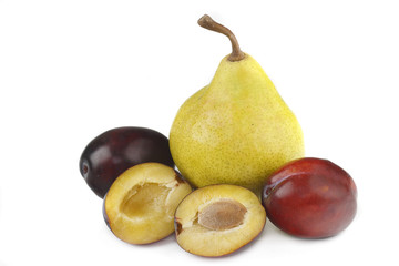 Plums and pear