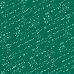 Seamlessly vector wallpaper mathematics on green blackboard