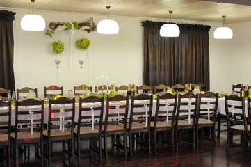 spread table with many chairs