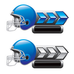 Football helmets on arrow banners