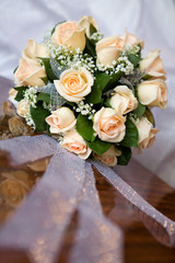 Weddings bouquet for bride on the table