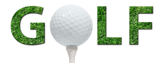 Golf letters and ball isolated