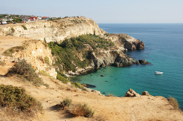 Fototapeta na wymiar rock the Black Sea, point Fiolent, peninsula of Crimea, Ukraine