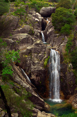 Fototapeta na wymiar High waterfall of Arado river, Gerês National Park, Portugal.