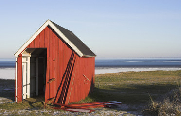Fjordblick mit Hütte