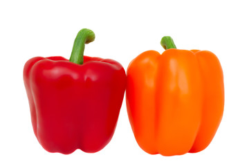 Two fresh peppers in row