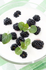 Yogurt with berries.