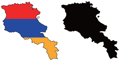 Obraz premium vector map and flag of Armenia
