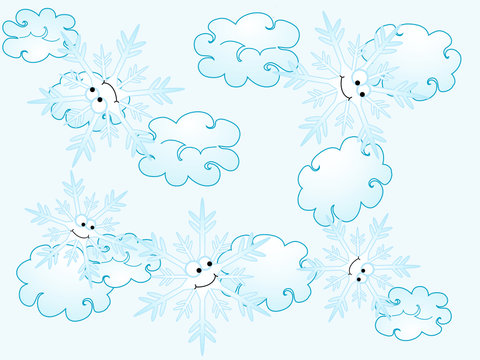 Blue snowflakes pattern - vector background