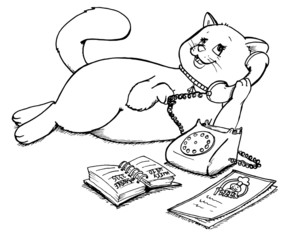 Katze, Mädchen, telefonieren, Telefon, Kontakt