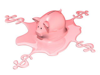 Piggy bank melting