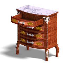 wooden commode with drawers of Louis XV.