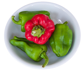 Red and green hot chili peppers