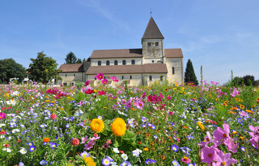 Kirche mit Blumenwiese