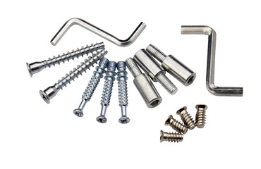Set of modern bolts and screws for furniture assemblage