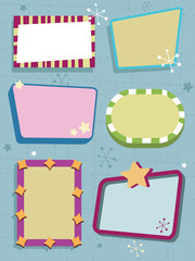 Retro frames vector clipart banners with copy space on blue background
