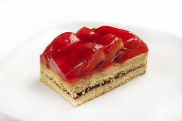 strawberry dessert on white background