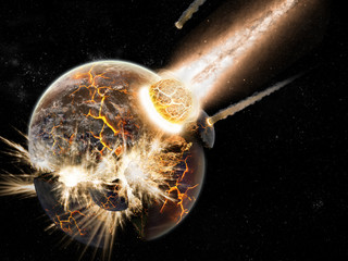 Planet Explosion - Universe Exploration - Earth Apocalypse - obrazy, fototapety, plakaty