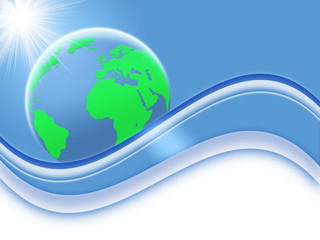 Abstract Planet Blue Composition with lines and curves