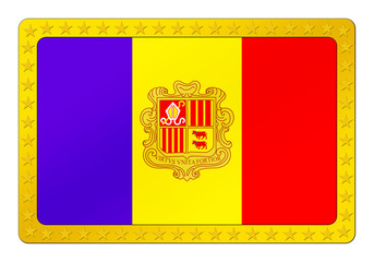 3D-Button - Flagge von Andorra