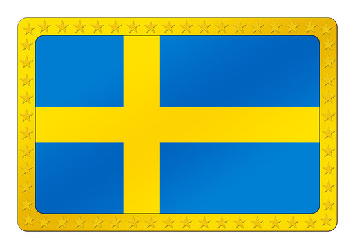 3D-Button - Schwedische Flagge