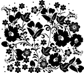 motif traditionnel avec des fleurs noires