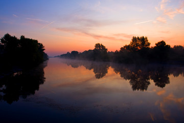 Nice sunset on river