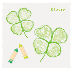 クレヨンで描いたクローバー