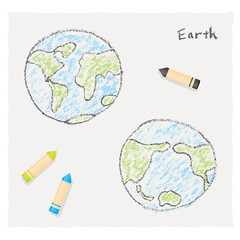 クレヨンで描いた地球