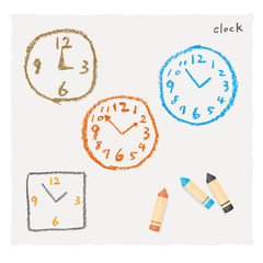 クレヨンで描いた時計