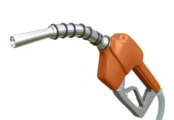Isolated Orange Gas Pump Nozzle.