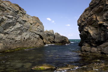 Fototapeta na wymiar Rocky coastline of Silistar, Bulgaria, Black Sea