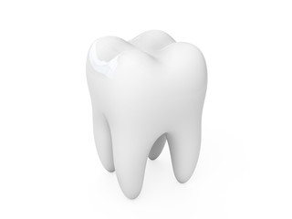3d tooth isolated on white background.