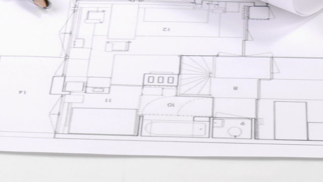 Panorama of blueprints and architecture objects