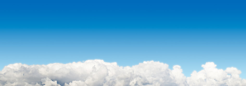 Blue sky panoramic  background with cloudscape at bottom
