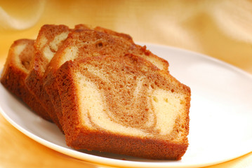 Slices of Cinnamon swirl pound cake