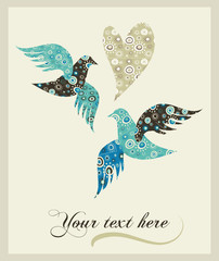 greeting card with an in love birds